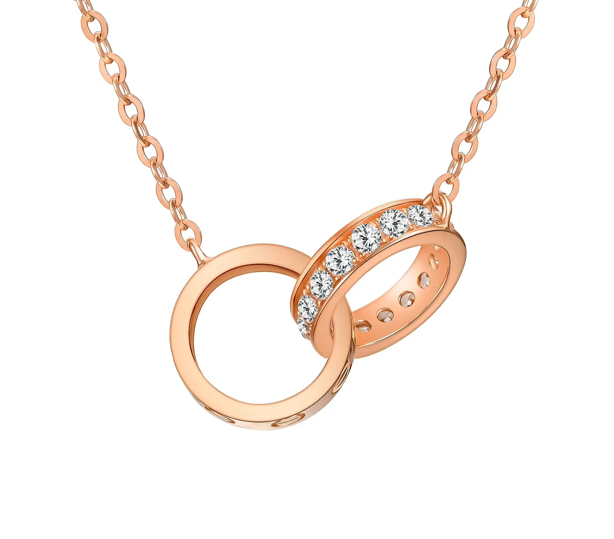 Κολιέ 925 Eternal Love Rose Gold με Λευκά Ζιργκόν1 ByQueen | Ασημένιο κολιέ 925 Eternal Love Rose Gold με λευκά ζιργκόν