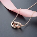 By Queen Ασημένιο Κολιέ 925 Eternal Love Rose Gold με Λευκά Ζιργκόν - Image 7