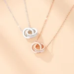 ByQueen | Eternal Love κολιέ 925 με ζιργκόν σε ασημί και Rose Gold απόχρωση